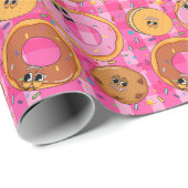 Retro Cartoon Donuts en snoep Cadeaupapier (Rol Hoek)