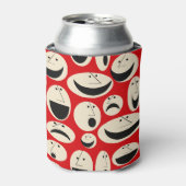 Retro Cartoon Faces Pattern Koelbox Blikjeskoeler (Blikje Voorkant)