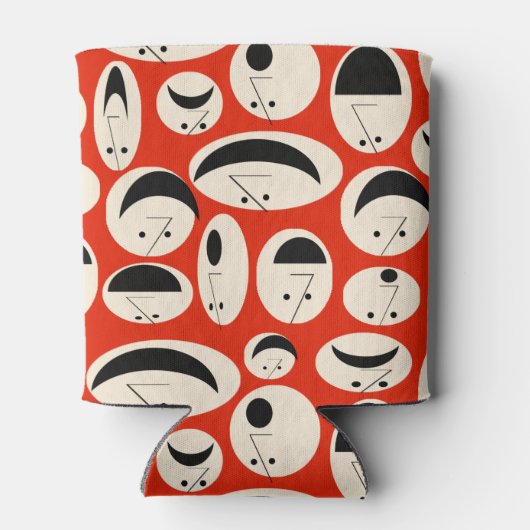 Retro Cartoon Faces Pattern Koelbox Blikjeskoeler (Achterkant)