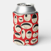 Retro Cartoon Faces Pattern Koelbox Blikjeskoeler (Blikje Achterkant)