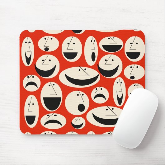 Retro Cartoon Faces Pattern Mousepad Muismat (Met muis)