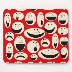 Retro Cartoon Faces Pattern Mousepad Muismat