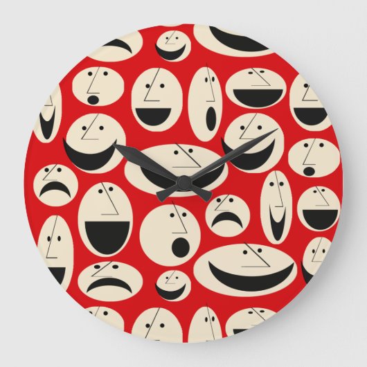 Retro Cartoon Factor Pattern Round Wall Clock Grote Klok (Voorkant)