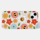 Retro Cartoon Flowers Whimsical Happy Fun Case-Mate iPhone Case (Achterkant (horizontaal))