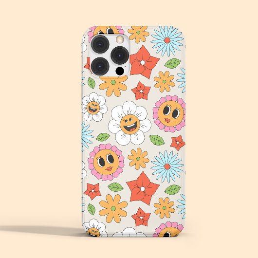 Retro Cartoon Flowers Whimsical Happy Fun Case-Mate iPhone Case