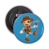 Retro Cartoon Geoloog (kleur) Button Flesopener (Voorkant)