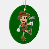 Retro Cartoon Geoloog (kleur) Keramisch Ornament (Rechts)