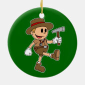 Retro Cartoon Geoloog (kleur) Keramisch Ornament (Achterkant)