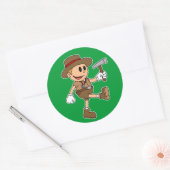 Retro Cartoon Geoloog (kleur) Ronde Sticker (Envelop)