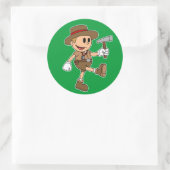 Retro Cartoon Geoloog (kleur) Ronde Sticker (Tas)