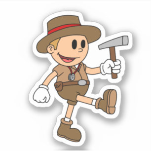 Retro Cartoon Geoloog (kleur) Vinyl Sticker
