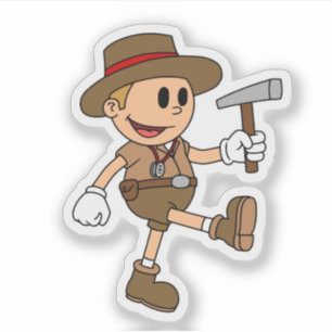 Retro Cartoon Geoloog (kleur) Vinyl Sticker