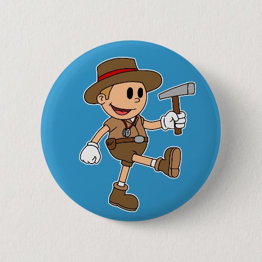 Retro Cartoon Geoloog Ronde Button 5,7 Cm (Voorkant)