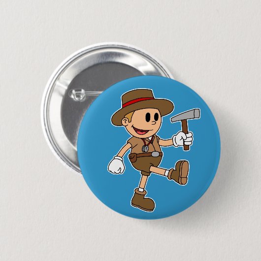 Retro Cartoon Geoloog Ronde Button 5,7 Cm (Voorkant /achterkant)