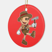 Retro Cartoon Geoloog (Voeg Jouw naam toe) Keramisch Ornament (Links)