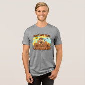 Retro Cartoon Geoloog "Volg mij!" Tri-Blend Shirt (Voorkant volledig)