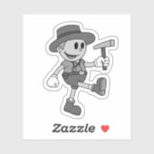 Retro Cartoon Geoloog (zwart en wit) Vinyl Sticker (Vel)