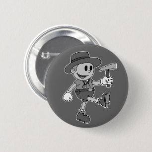 Retro Cartoon Geoloog (zwart-wit) Ronde Button 5,7 Cm
