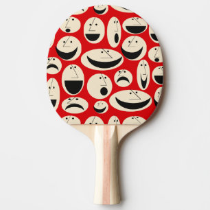 Retro Cartoon Gezichten Patroon Ping Pong Paddle Tafeltennisbatje