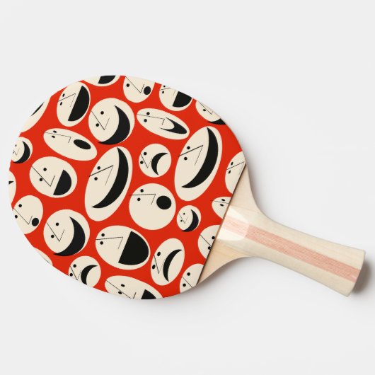 Retro Cartoon Gezichten Patroon Ping Pong Paddle Tafeltennisbatje (Zijkant)