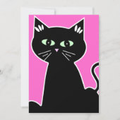 Retro Cartoon Groene Ogen Kat Feest Kaart (Voorkant)