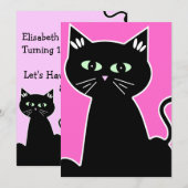 Retro Cartoon Groene Ogen Kat Feest Kaart (Voorkant / Achterkant)