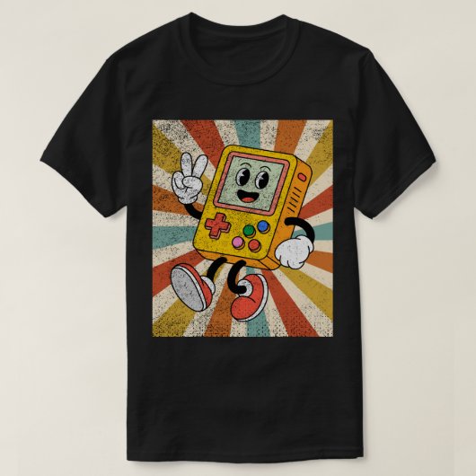 Retro Cartoon Handheld Gamer Console T-shirt (Design voorkant)
