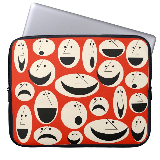 Retro Cartoon in een patroonlaptophoes Laptop Sleeve (Voorkant)