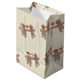 Retro Cartoon Kerst Gingerbread Jongen & Meisje Medium Cadeauzakje