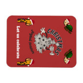 Retro Cartoon kerstfeest vrolijk seizoen Magneet (Horizontaal)