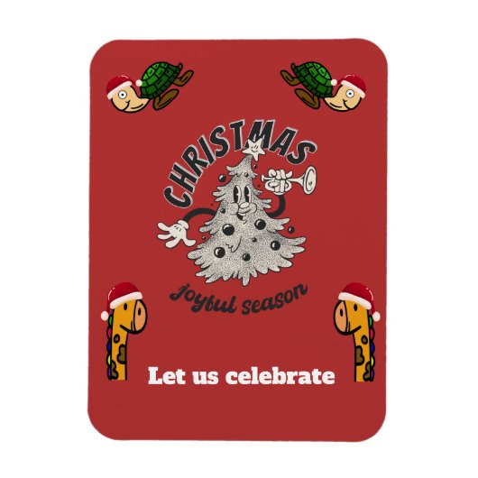 Retro Cartoon kerstfeest vrolijk seizoen Magneet (Verticaal)