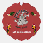 Retro Cartoon kerstfeest vrolijk seizoen Ornament Kaart (Voorkant)