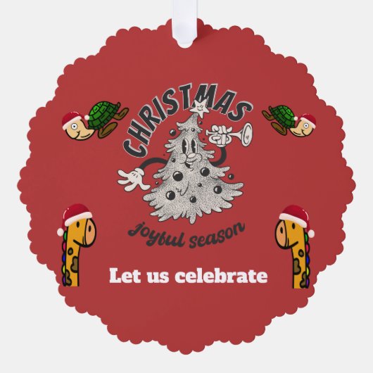 Retro Cartoon kerstfeest vrolijk seizoen Ornament Kaart (Voorkant)