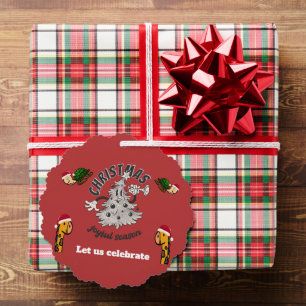 Retro Cartoon kerstfeest vrolijk seizoen Ornament Kaart