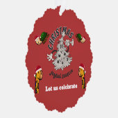 Retro Cartoon kerstfeest vrolijk seizoen Ornament Kaart (Rechts)