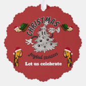 Retro Cartoon kerstfeest vrolijk seizoen Ornament Kaart (Achterkant)