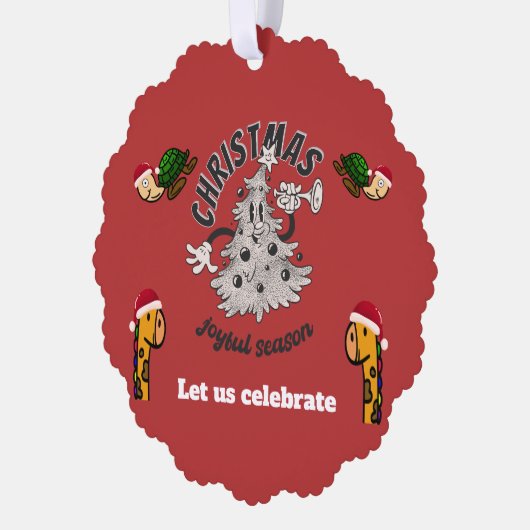 Retro Cartoon kerstfeest vrolijk seizoen Ornament Kaart (Links)