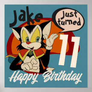  retro cartoon kinderen verjaardag aanpasbaar poster