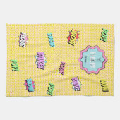 Retro Cartoon Kleurrijke Pop Kunst Leuke Bakkerij Theedoek (Horizontaal)