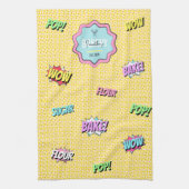 Retro Cartoon Kleurrijke Pop Kunst Leuke Bakkerij Theedoek (Verticaal)