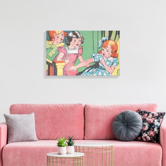  Retro Cartoon Kunst van Kleine Meisjes Canvas Afdruk (Insitu (Woonkamer))