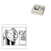 Retro Cartoon Mad Scientist Lab-apparatuur Rubberstempel (Gestempeld)