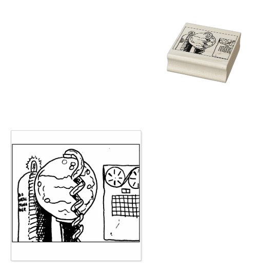 Retro Cartoon Mad Scientist Lab-apparatuur Rubberstempel (Gestempeld)