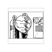 Retro Cartoon Mad Scientist Lab-apparatuur Rubberstempel (Afrduk)