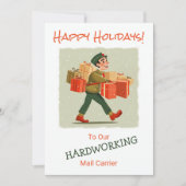 Retro Cartoon Mail Man Flat Holiday Kaart (Voorkant)