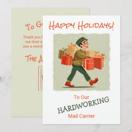 Retro Cartoon Mail Man Flat Holiday Kaart