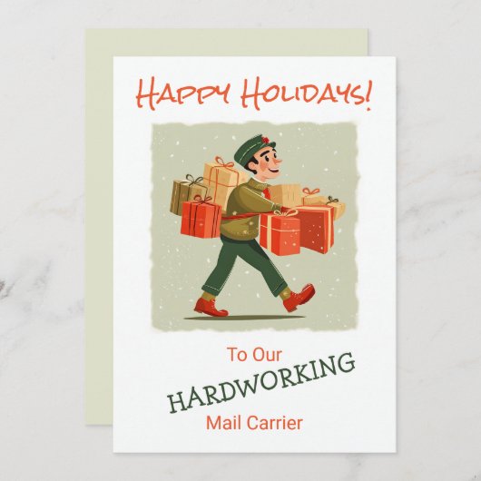 Retro Cartoon Mail Man Flat Holiday Kaart (Voorkant / Achterkant)