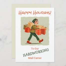 Retro Cartoon Mail Man Flat Holiday Kaart