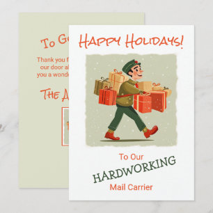 Retro Cartoon Mail Man Flat Holiday Kaart