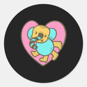 Retro Cartoon Olifant Liefde Hart Ronde Sticker
